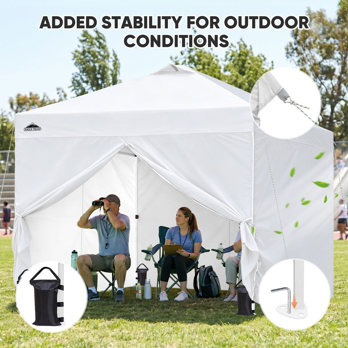 Heavy Duty 10x10 Pop Up Canopy Tent, 4 Canopy Sidewalls - Eagle Peak®