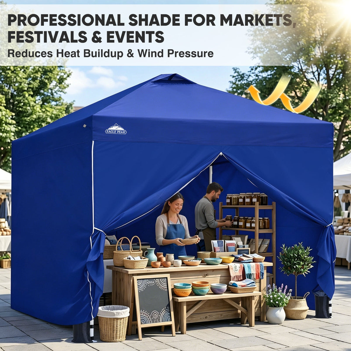 Heavy Duty 10x10 Pop Up Canopy Tent, 4 Canopy Sidewalls - Eagle Peak®