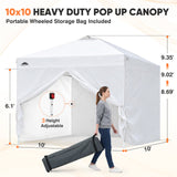 Heavy Duty 10x10 Pop Up Canopy Tent, 4 Canopy Sidewalls - Eagle Peak®