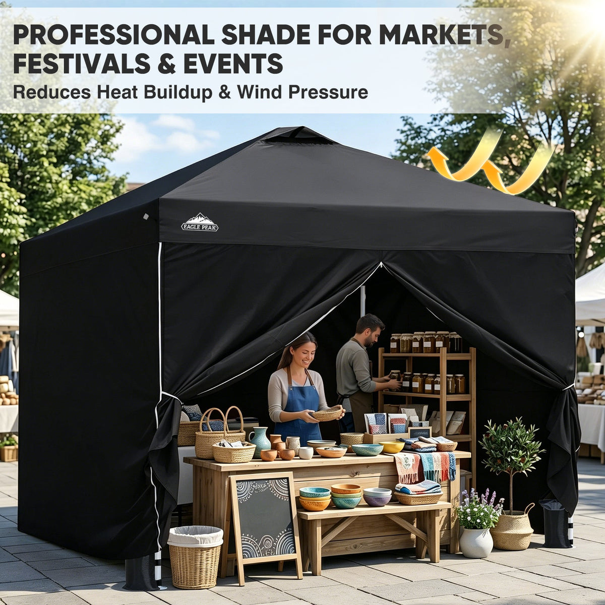 Heavy Duty 10x10 Pop Up Canopy Tent, 4 Canopy Sidewalls - Eagle Peak®