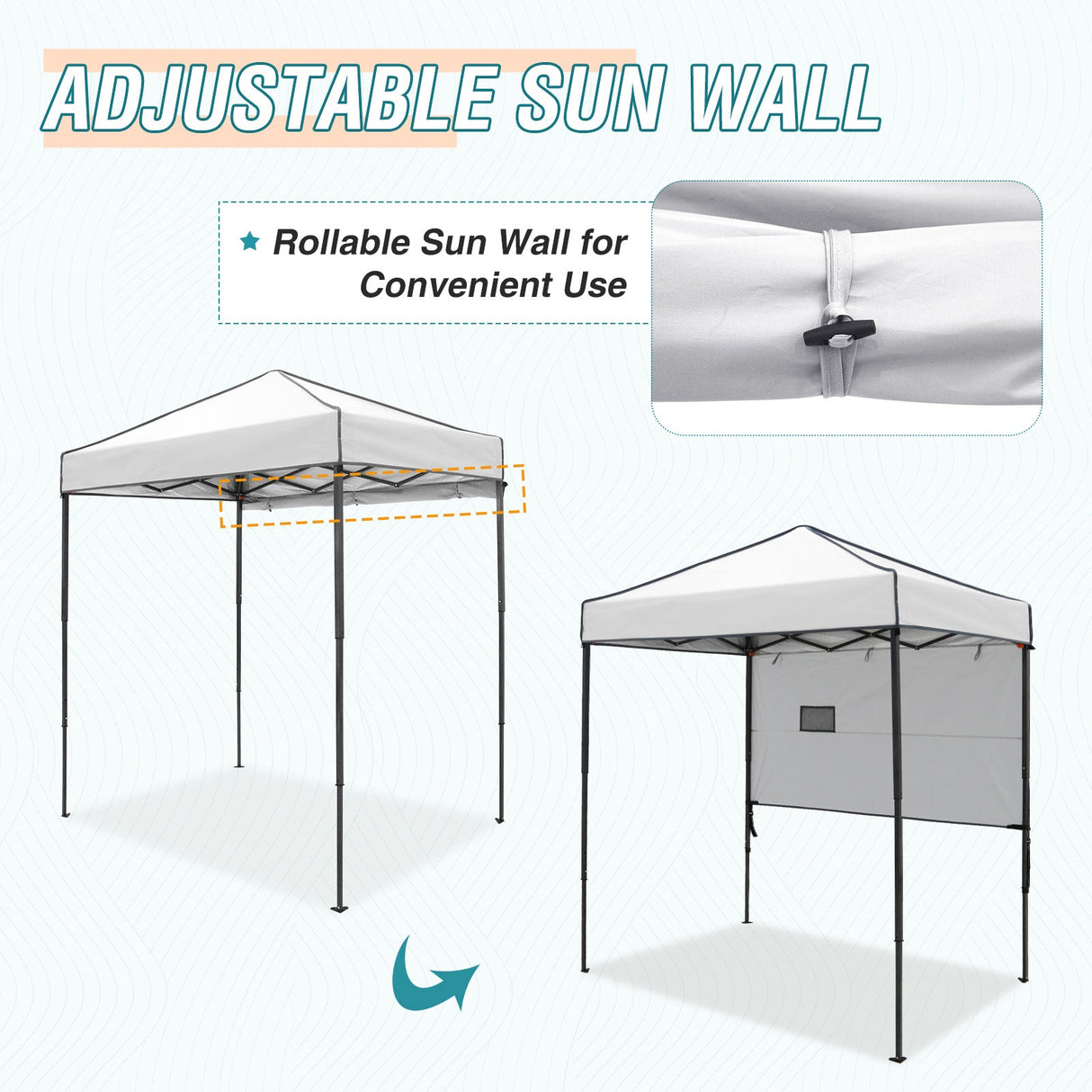 Instant Pop Up Canopy with Adjustable Sun Wall 6x4 ft - Eagle Peak Custom Canopy Tent