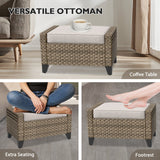 Modern Wicker 3 Piece Outdoor Patio Furniture Set, a 3 - Seat Loveseat and 2 Ottomans - Eagle Peak Custom Canopy Tent