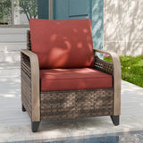 Modern Wicker Outdoor Chair with Cushions, Brown/Gray - Eagle Peak®
