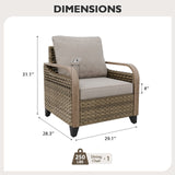 Modern Wicker Outdoor Chair with Cushions, Brown/Gray - Eagle Peak Custom Canopy Tent