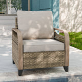 Modern Wicker Outdoor Chair with Cushions, Brown/Gray - Eagle Peak®