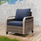 Modern Wicker Outdoor Chair with Cushions, Brown/Gray - Eagle Peak®