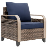 Modern Wicker Outdoor Chair with Cushions, Brown/Gray - Eagle Peak®