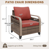 Modern Wicker Outdoor Chair with Cushions, Brown/Gray - Eagle Peak®