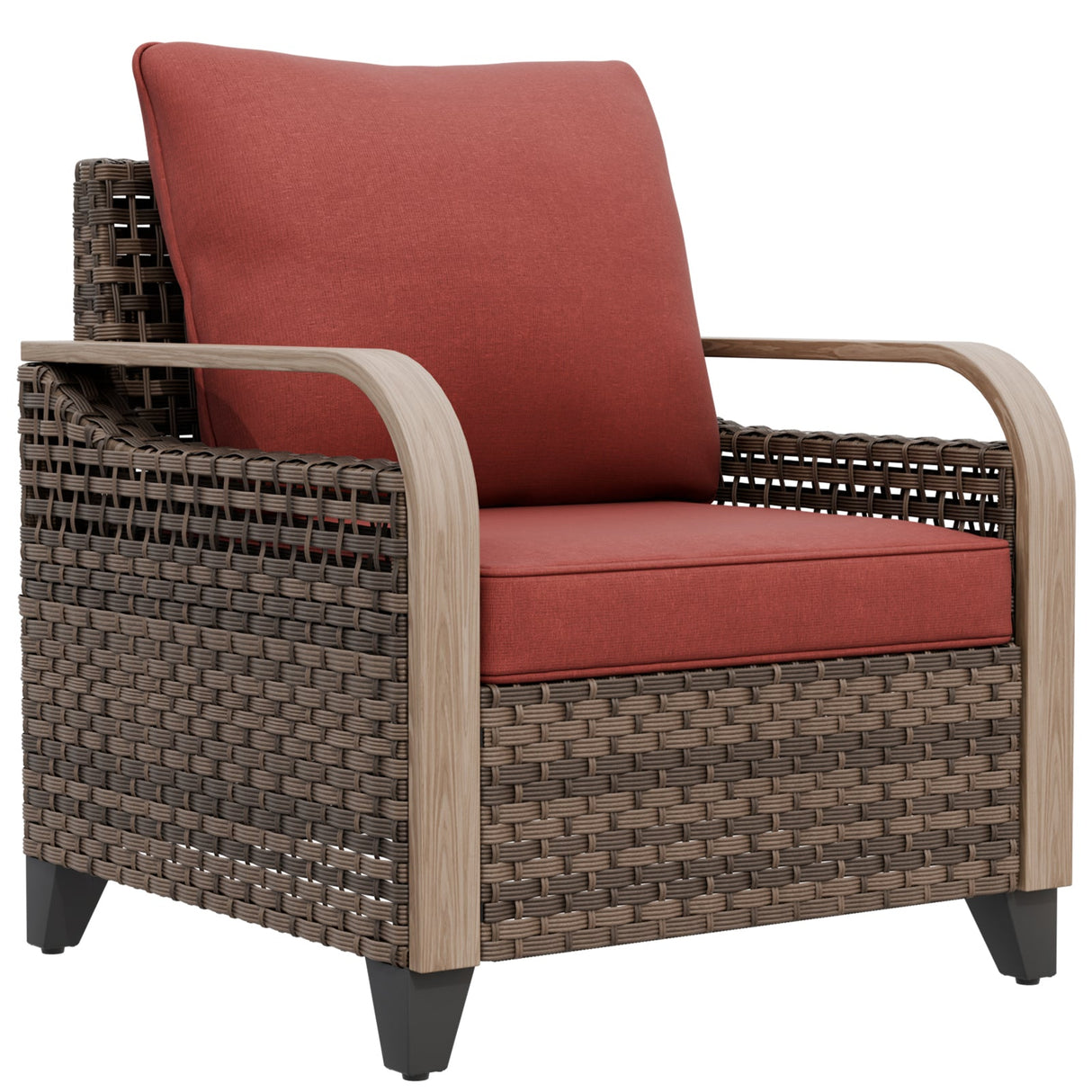 Modern Wicker Outdoor Chair with Cushions, Brown/Gray - Eagle Peak Custom Canopy Tent