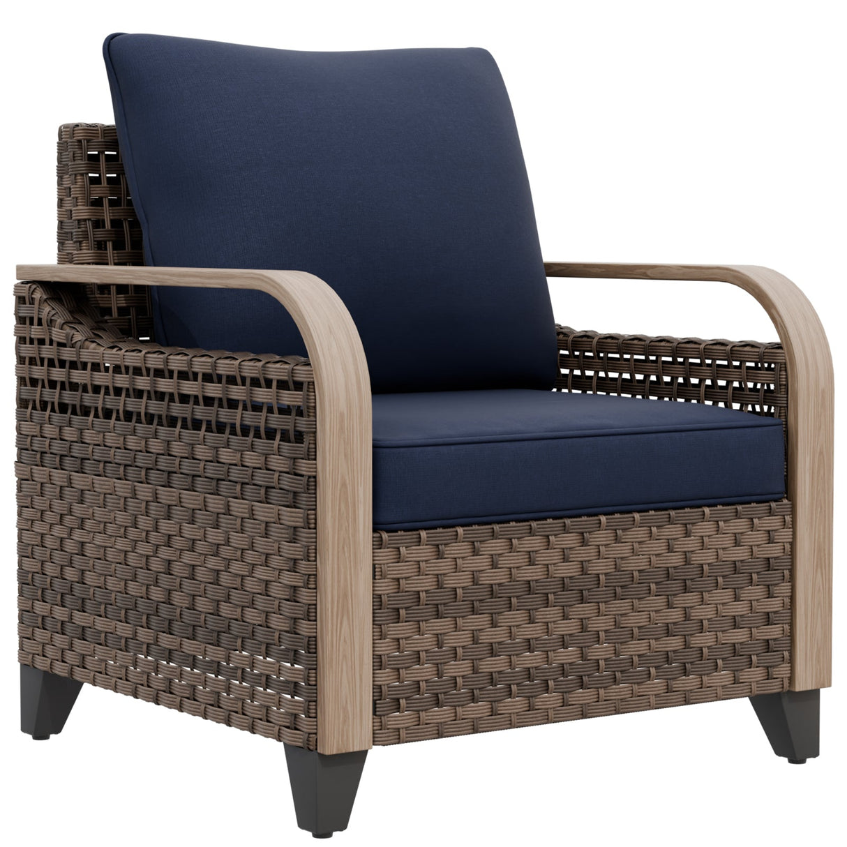 Modern Wicker Outdoor Chair with Cushions, Brown/Gray - Eagle Peak Custom Canopy Tent