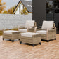 Modern Wicker Outdoor Chair,2 Chairs 2 Ottomans, 4 Pieces, Brown/Gray - Eagle Peak®