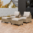 Modern Wicker Outdoor Chair,2 Chairs 2 Ottomans, 4 Pieces, Brown/Gray - Eagle Peak®