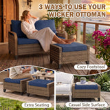 Modern Wicker Outdoor Chair,2 Chairs 2 Ottomans, 4 Pieces, Brown/Gray - Eagle Peak®