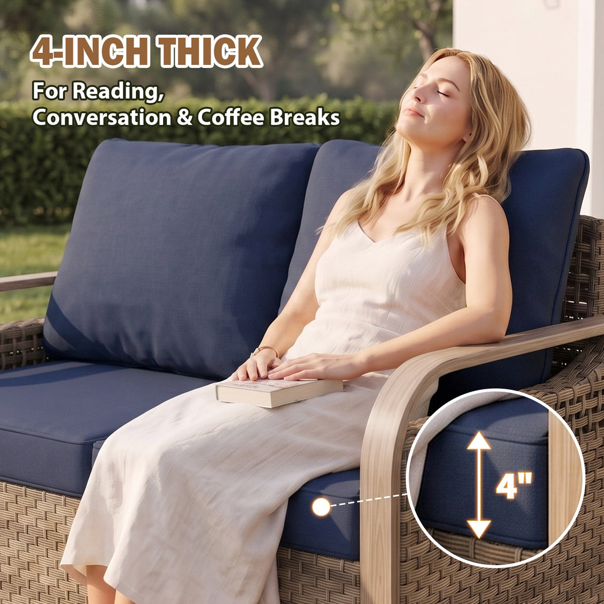 Modern Wicker Outdoor Furniture 2 Seat Loveseat Sofa , Brown/Gray - Eagle Peak®