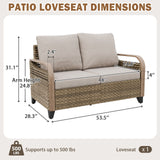 Modern Wicker Outdoor Furniture 2 Seat Loveseat Sofa , Brown/Gray - Eagle Peak®
