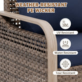 Modern Wicker Outdoor Furniture Set, 2 Patio Chairs, 2-Seat Loveseat, 2 Ottomans and Coffee Table, 6 Pieces, Brown/Gray - Eagle Peak®