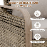 Modern Wicker Outdoor Furniture Set, 2 Patio Chairs, 2-Seat Loveseat, 2 Ottomans and Coffee Table, 6 Pieces, Brown/Gray - Eagle Peak®