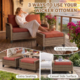 Modern Wicker Outdoor Glider Rocking Chair,2 Chairs 2 Ottomans, 4 Piece, Brown/Gray - Eagle Peak®