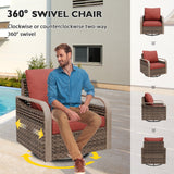 Modern Wicker Outdoor Glider Rocking Chair,2 Chairs 2 Ottomans, 4 Piece, Brown/Gray - Eagle Peak Custom Canopy Tent