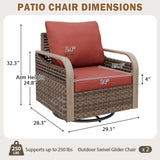 Modern Wicker Outdoor Glider Rocking Chair,2 Chairs, Brown/Gray - Eagle Peak®