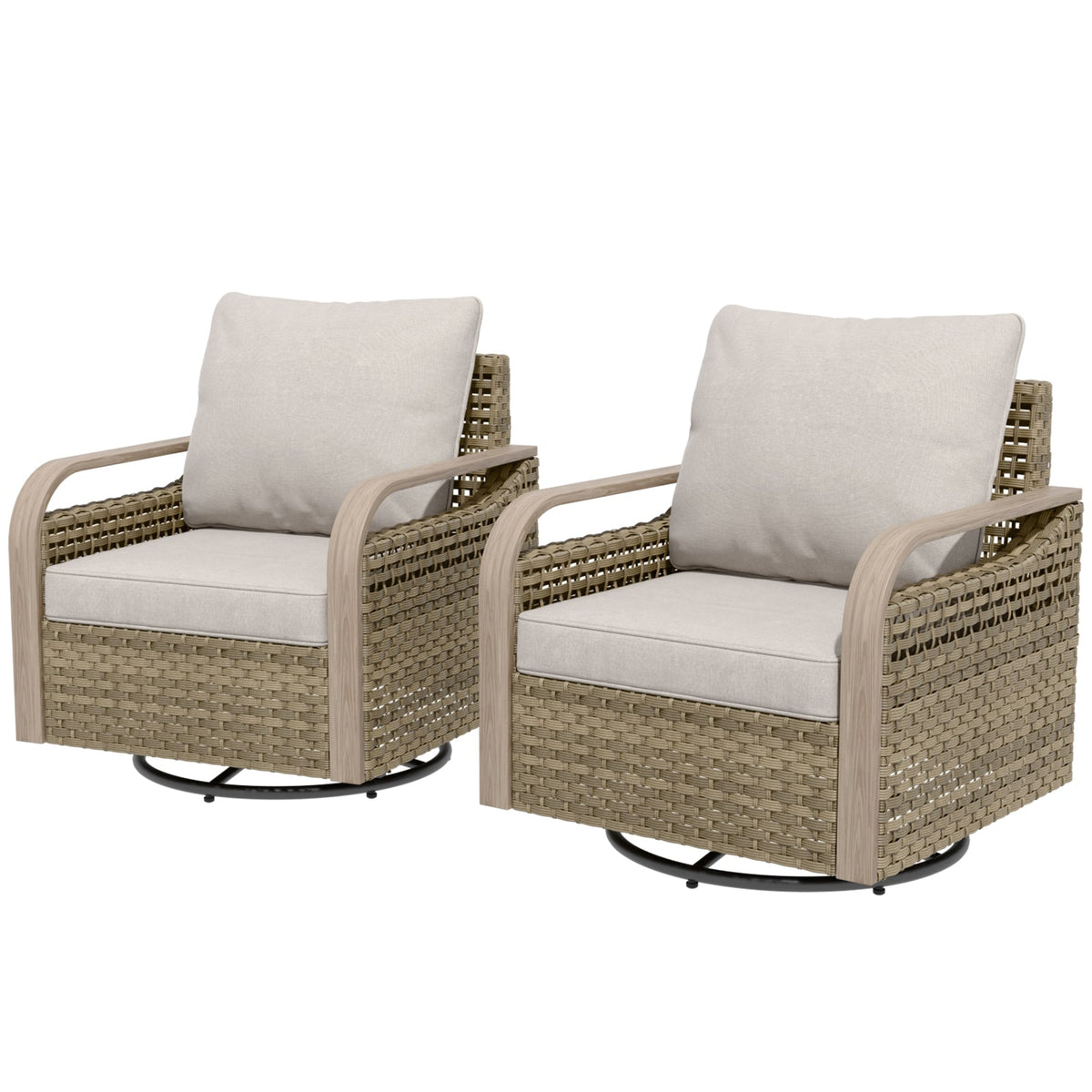 Modern Wicker Outdoor Glider Rocking Chair,2 Chairs, Brown/Gray - Eagle Peak®