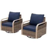Modern Wicker Outdoor Glider Rocking Chair,2 Chairs, Brown/Gray - Eagle Peak®