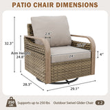 Modern Wicker Outdoor Glider Rocking Chair,2 Chairs, Brown/Gray - Eagle Peak®