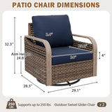 Modern Wicker Outdoor Glider Rocking Chair,2 Chairs, Brown/Gray - Eagle Peak®