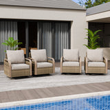 Modern Wicker Outdoor Glider Rocking Chair,4 Chairs, Brown/Gray - Eagle Peak Custom Canopy Tent