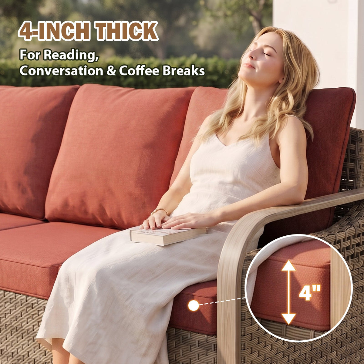 Modern Wicker Outdoor Patio 3 Seat Sofa, Brown/Gray - Eagle Peak®