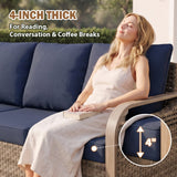 Modern Wicker Outdoor Patio Furniture Set, 2 Patio Chairs, 2 Swivel Rocker Chairs, 3-Seat Sofa, Loveseat, Coffee Table and Side Table, 8 Pieces, Brown/Gray - Eagle Peak®