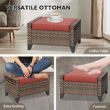 Modern Wicker Patio Ottoman Foot Rest, Brown/Gray - Eagle Peak Custom Canopy Tent