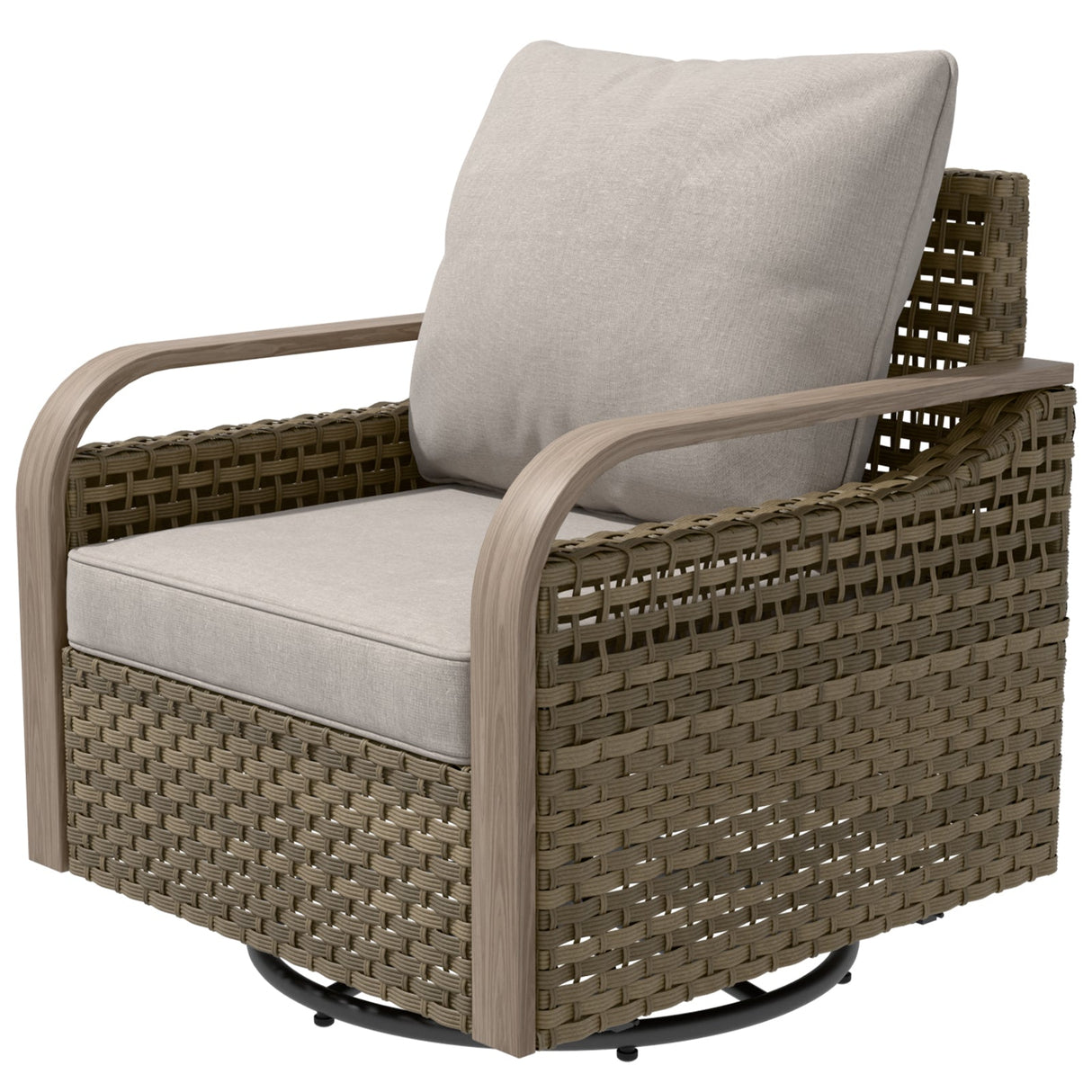 Modern Wicker Swivel Rocker Chair Outdoor, Brown/Gray - Eagle Peak Custom Canopy Tent