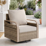 Modern Wicker Swivel Rocker Chair Outdoor, Brown/Gray - Eagle Peak®