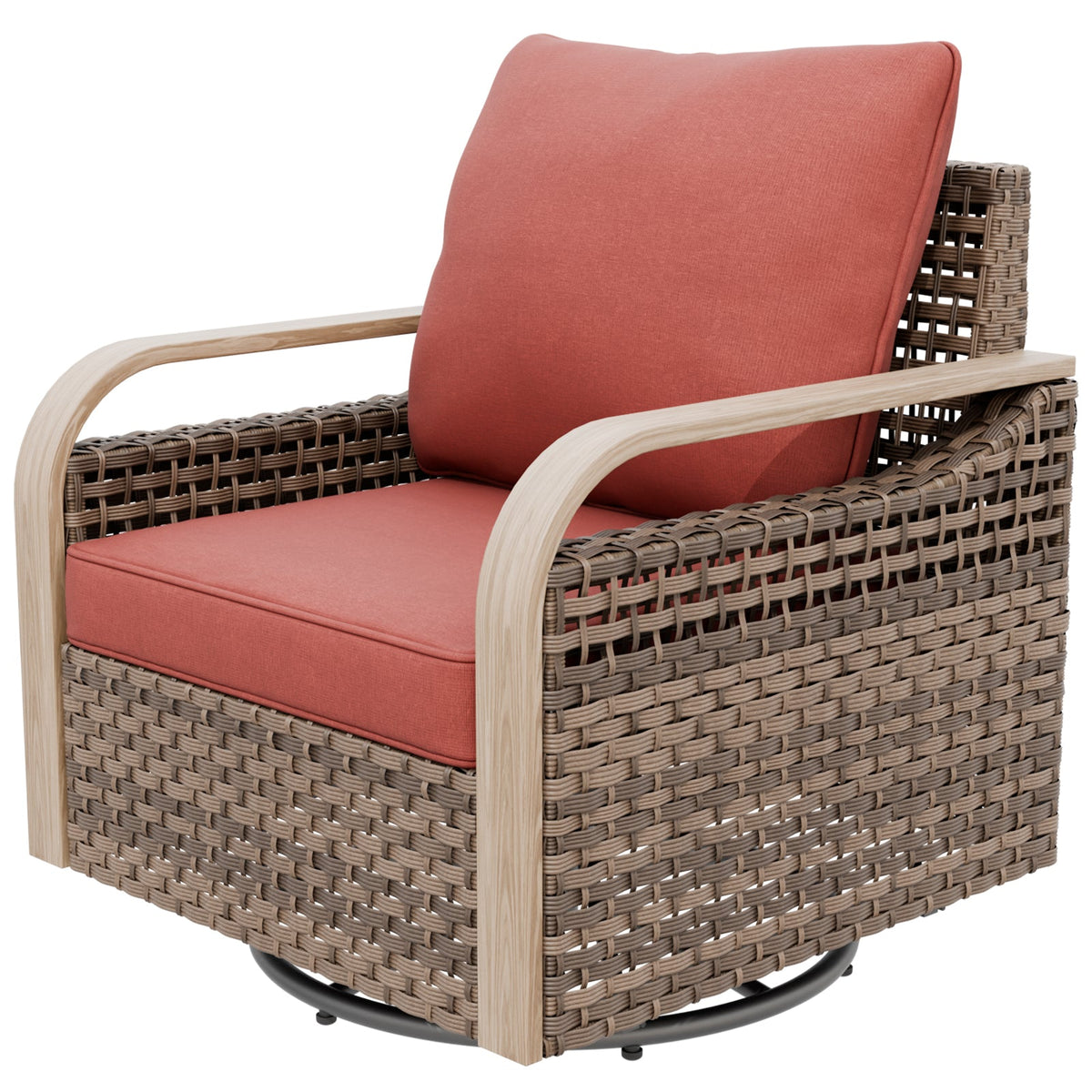 Modern Wicker Swivel Rocker Chair Outdoor, Brown/Gray - Eagle Peak®