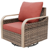 Modern Wicker Swivel Rocker Chair Outdoor, Brown/Gray - Eagle Peak®