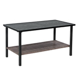 Mojave Dusk Patio Side Table/Coffee Table with Wood Grain Top and Wicker Shelf - Eagle Peak Custom Canopy Tent