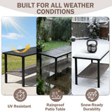 Mojave Dusk Patio Side Table/Coffee Table with Wood Grain Top and Wicker Shelf - Eagle Peak Custom Canopy Tent