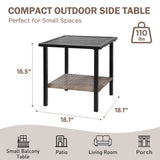Mojave Dusk Patio Side Table/Coffee Table with Wood Grain Top and Wicker Shelf - Eagle Peak Custom Canopy Tent