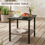 Mojave Dusk Patio Side Table/Coffee Table with Wood Grain Top and Wicker Shelf - Eagle Peak Custom Canopy Tent