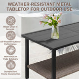 Mojave Dusk Patio Side Table/Coffee Table with Wood Grain Top and Wicker Shelf - Eagle Peak Custom Canopy Tent