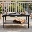 Mojave Dusk Patio Side Table/Coffee Table with Wood Grain Top and Wicker Shelf - Eagle Peak Custom Canopy Tent