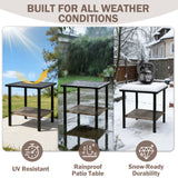 Mojave Dusk Patio Side Table/Coffee Table with Wood Grain Top and Wicker Shelf - Eagle Peak Custom Canopy Tent