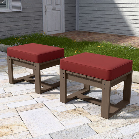 Natural Cedar Outdoor Patio Ottomans, Set of 2 - Eagle Peak Custom Canopy Tent