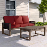 Natural Outdoor Patio Furniture Set, Sofa and Coffee Table, 2 Pieces - Eagle Peak Custom Canopy Tent