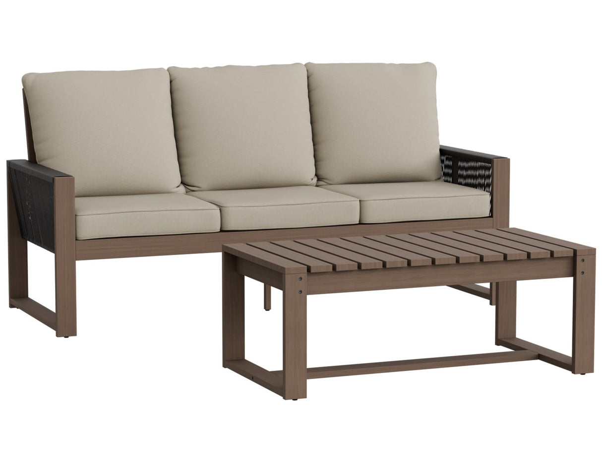 Natural Outdoor Patio Furniture Set, Sofa and Coffee Table, 2 Pieces - Eagle Peak Custom Canopy Tent