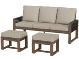 Natural Wood Furniture Set, Sofa and Ottomans, 3 Pieces - Eagle Peak Custom Canopy Tent