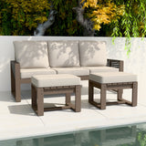 Natural Wood Furniture Set, Sofa and Ottomans, 3 Pieces - Eagle Peak Custom Canopy Tent