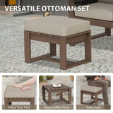 Natural Wood Outdoor Patio Furniture, Sofa 2 Patio Chairs 2 Ottomans and Coffee Table, 6 pcs - Eagle Peak Custom Canopy Tent