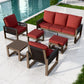 Natural Wood Outdoor Patio Furniture,Sofa 2 Patio Chairs 2 Ottomans and Side Table, 6 pcs - Eagle Peak Custom Canopy Tent